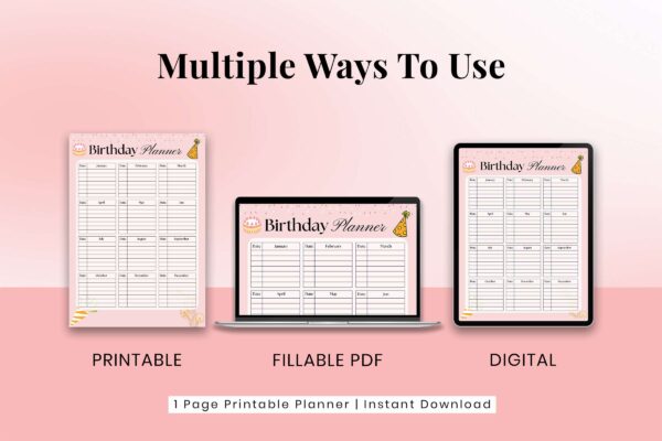 Fillable Birthday Printable Planner Feature Images 4 Printable birthday tracker - image 6