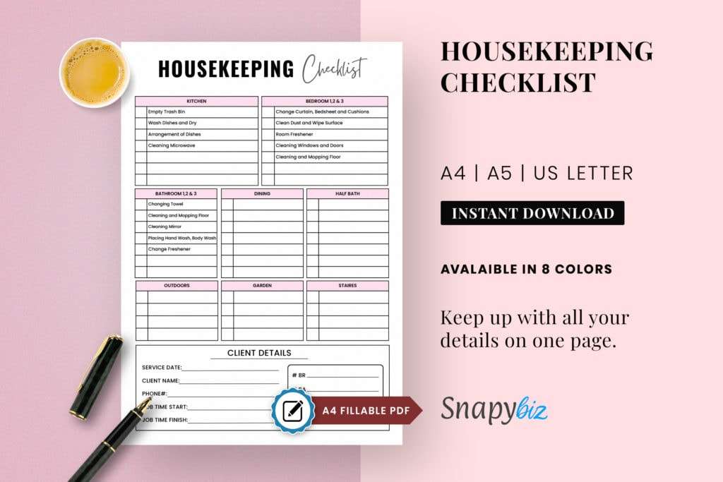 Housekeeping List, Household, Housekeeping Week, Fillable Housekeeping List, Household, Housekeeping Week, Fillable