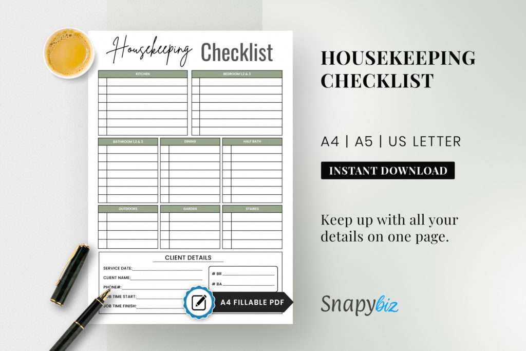 Housekeeping List, Household, Housekeeping Week, Fillable Housekeeping List, Household, Housekeeping Week, Fillable