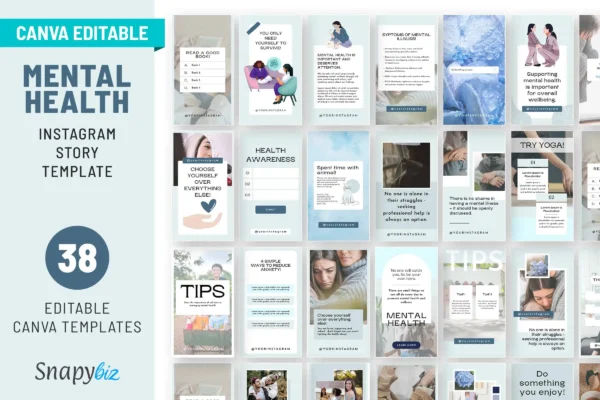 Mental Health Instagram Story Template Blue Feature Images 1 Mental health instagram canva post template