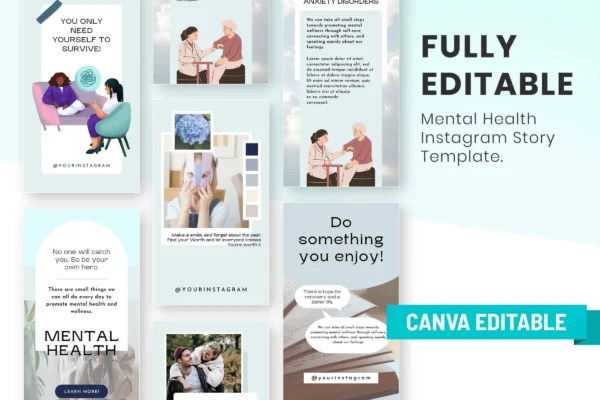 Mental Health Instagram Story Template Blue Feature Images 3 Mental health instagram canva post template - image 9