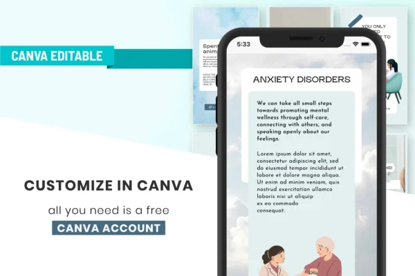 Mental Health Instagram Story Template Blue Feature Images 4 Mental health instagram canva post template - image 8