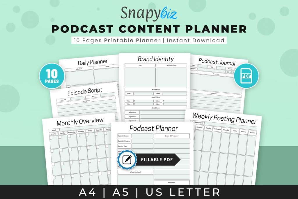 Printable Podcast Content Planner Printable Podcast Content Planner