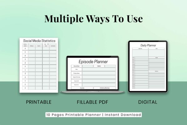 Podcast Content Planner 9 Printable podcast content planner - image 2