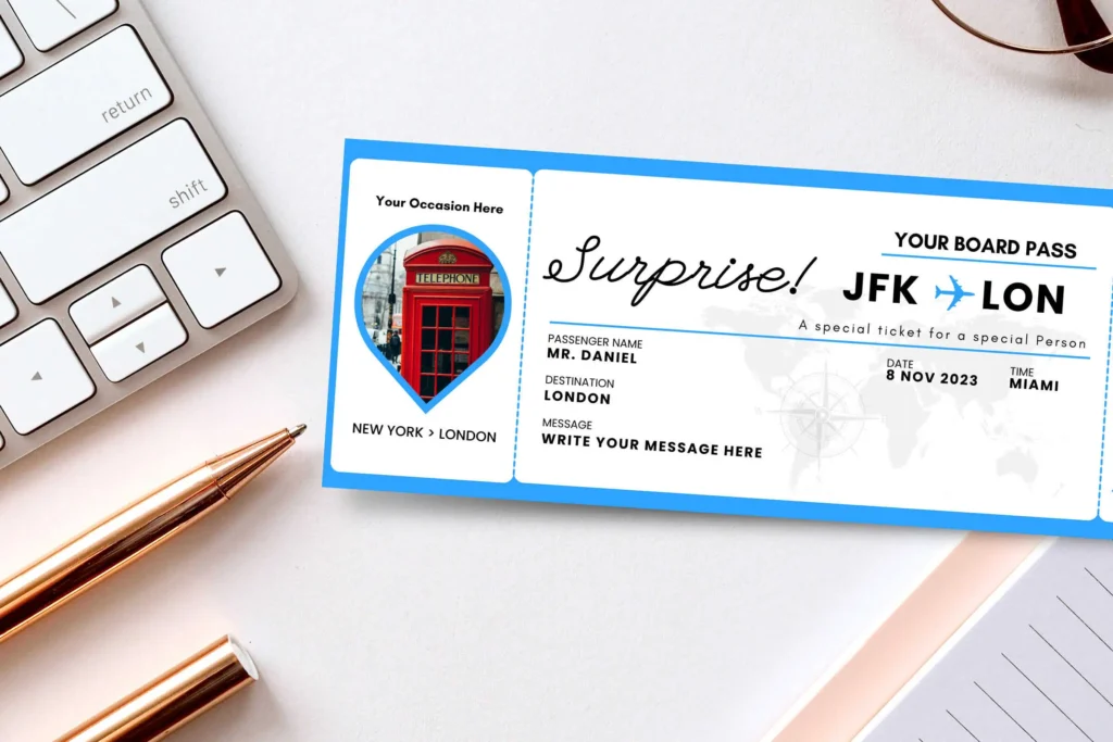 Canva Editable Boarding Ticket Template