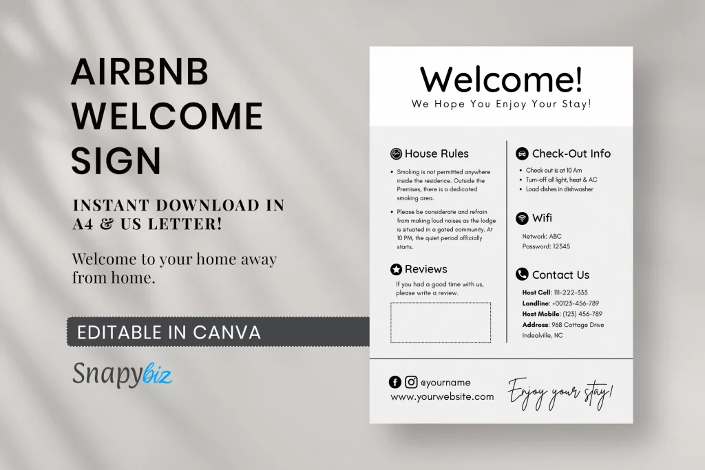 Airbnb Welcome Sign Template Airbnb Welcome Sign Template
