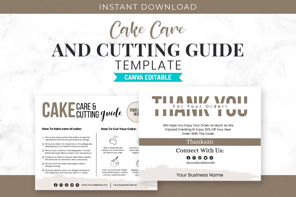 Canva Cake Care & Cutting Guide Template Canva Cake Care & Cutting Guide Template