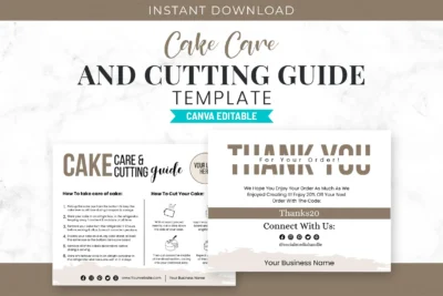 Canva Cake Care & Cutting Guide Template