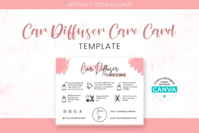 Car Diffuser Care Card Editable Template