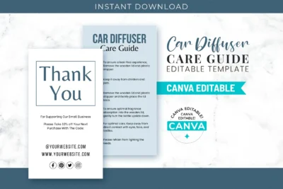 Car Diffuser Care Guide Editable Template