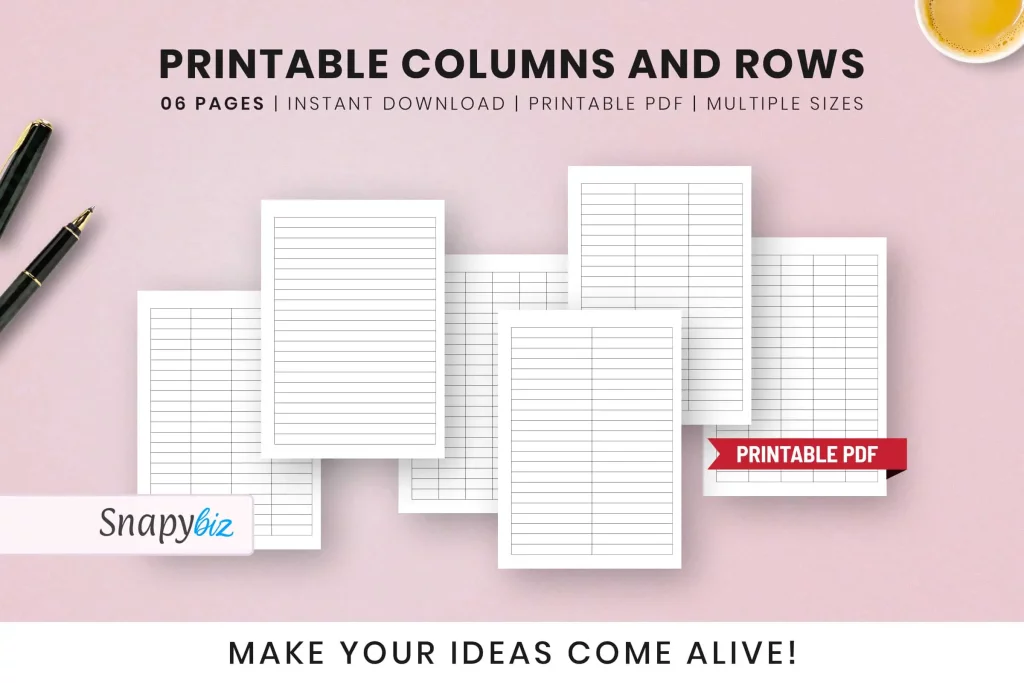 Free Printable Columns and Rows Free Printable Columns and Rows