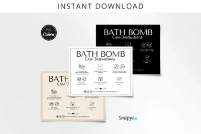 Editable Bath Bomb Care Card Template