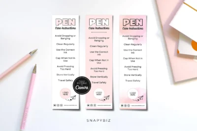 Editable Pen Care Card Template