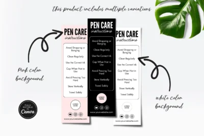Customizable Pen Care Card Template, Canva Cards