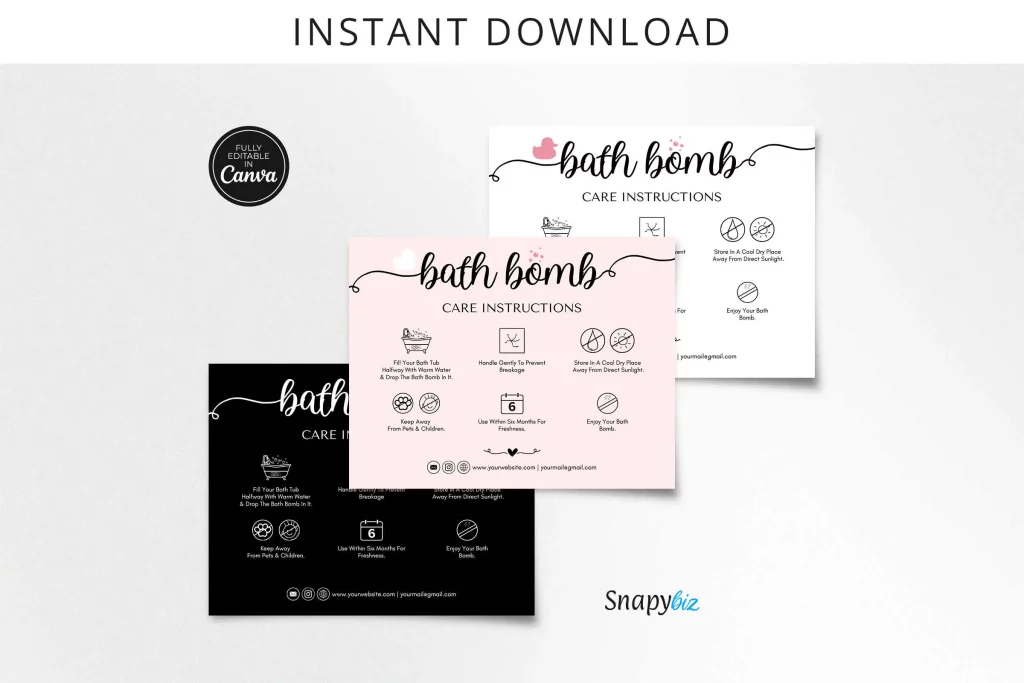 DIY Bath Bomb Care Card Template DIY Bath Bomb Care Card Template