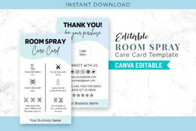 Editable Room Spray Care Card Template