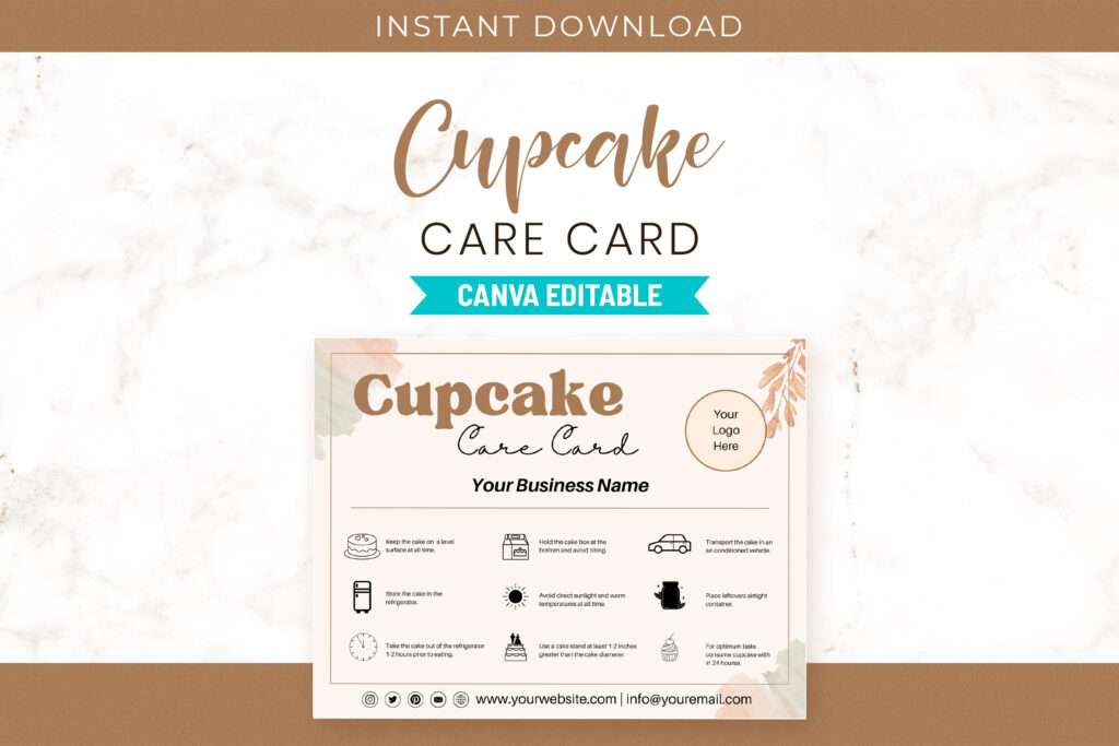Cupcake Care Card Customizable Template Design Cupcake Care Card Customizable Template Design