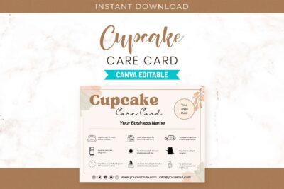 Cupcake Care Card Customizable Template Design