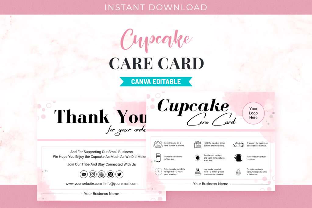 Cupcake Care Card Editable Template