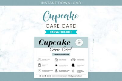 Customizable Cupcake Care Card Canva Template
