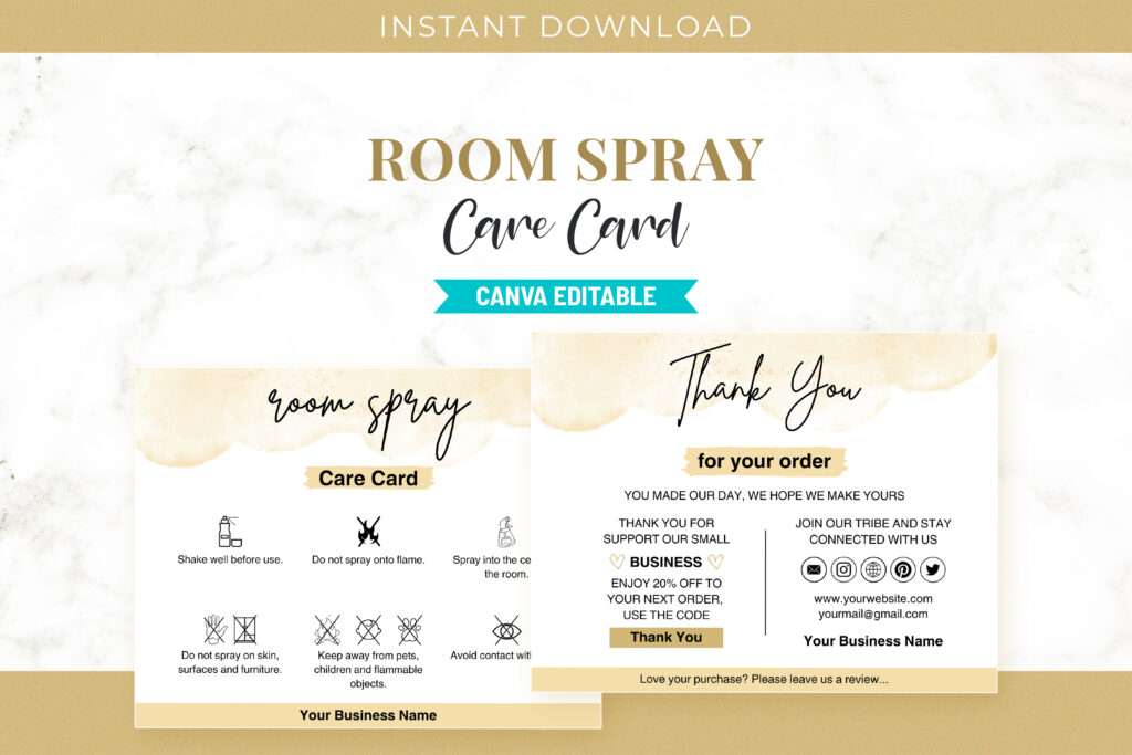 Customizable Room Spray Care Card Template Customizable Room Spray Care Card Template