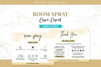 Customizable Room Spray Care Card Template
