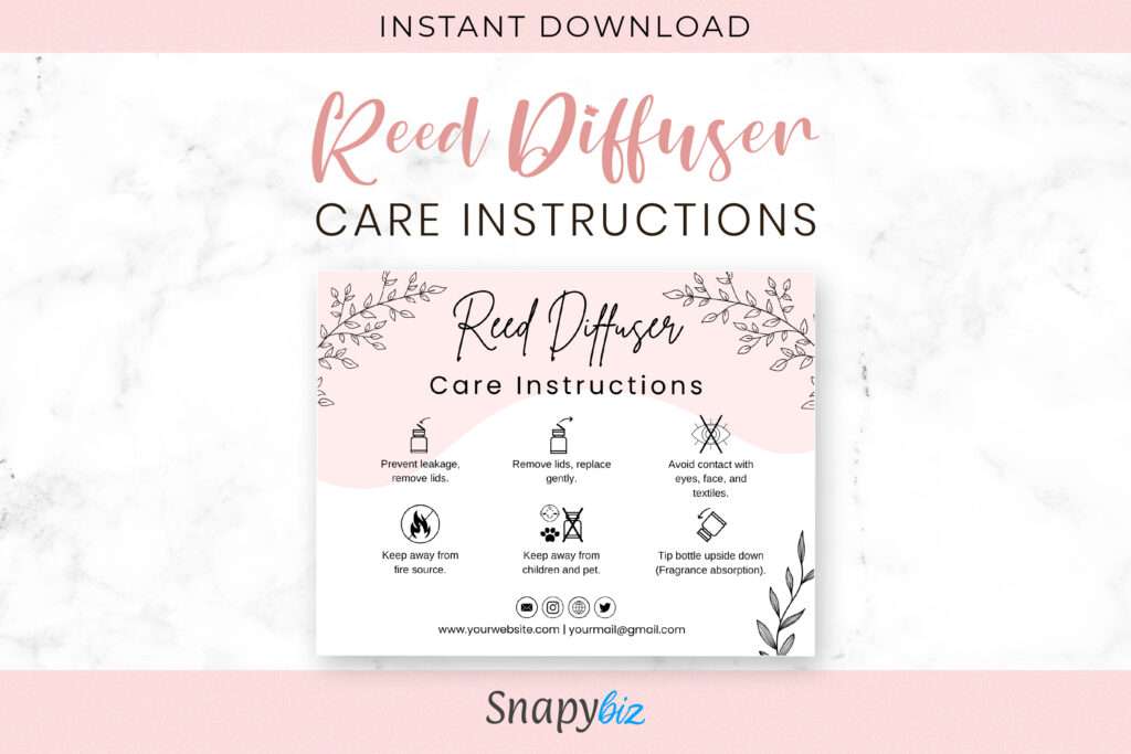 Reed diffuser care instructions CC-47 is a convenient and customizable solution for caring for your diffusers. It offers instant access and allows for personalization!