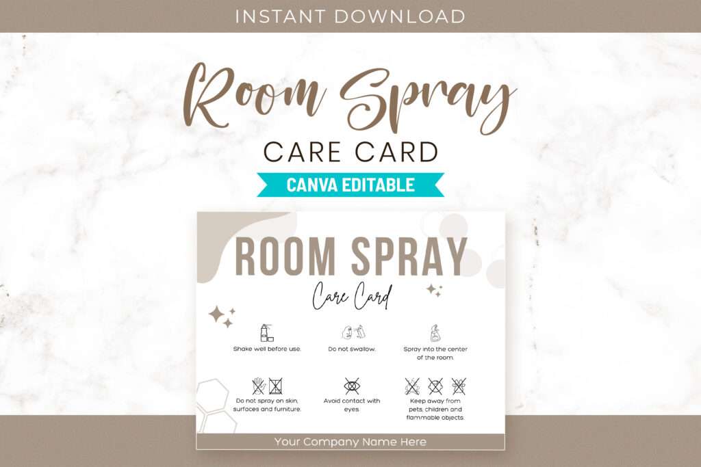 Room Spray Care Card Editable Template Room Spray Care Card Editable Template