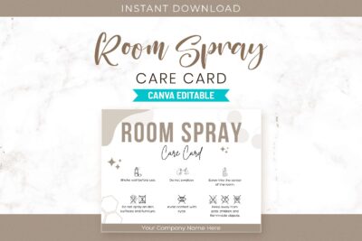 Room Spray Care Card Editable Template
