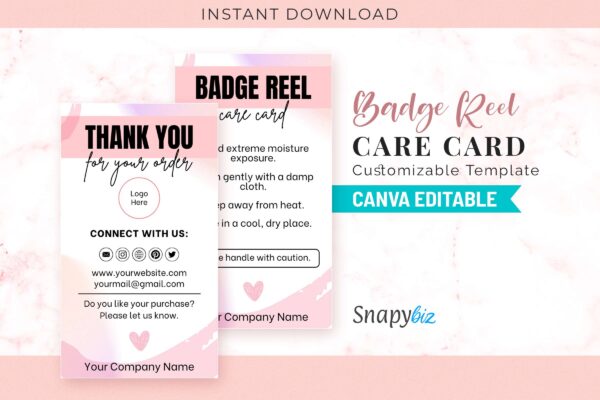 Badge reel care card customizable template - image 2