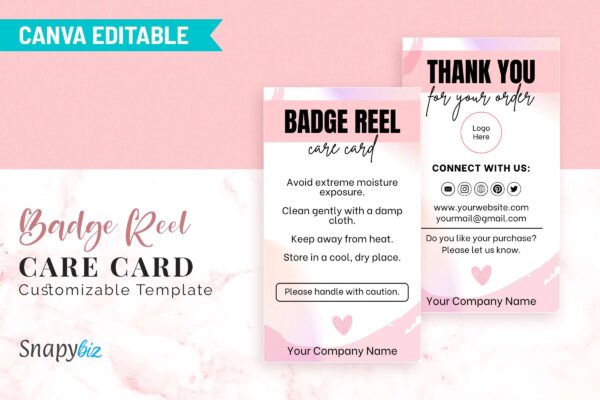 Badge reel care card customizable template - image 3