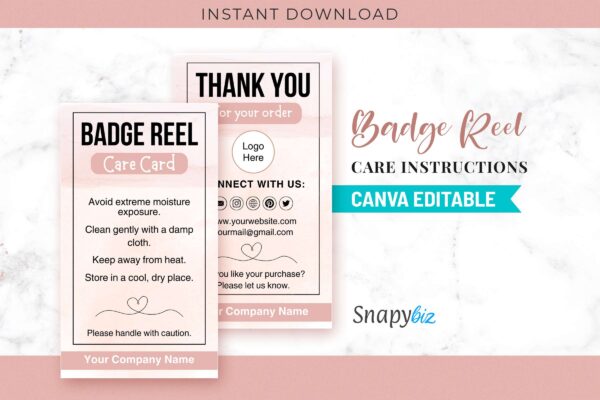 Badge Reel Care Instructions Feature Images 1 Editable badge reel care card instructions template - image 2
