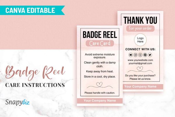 Badge Reel Care Instructions Feature Images 2 Editable badge reel care card instructions template - image 3