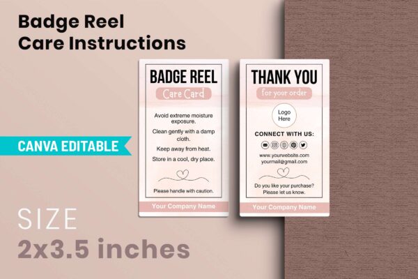 Badge Reel Care Instructions Feature Images 6 Editable badge reel care card instructions template - image 7