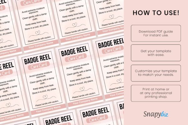 Badge Reel Care Instructions Feature Images 8 Editable badge reel care card instructions template - image 9