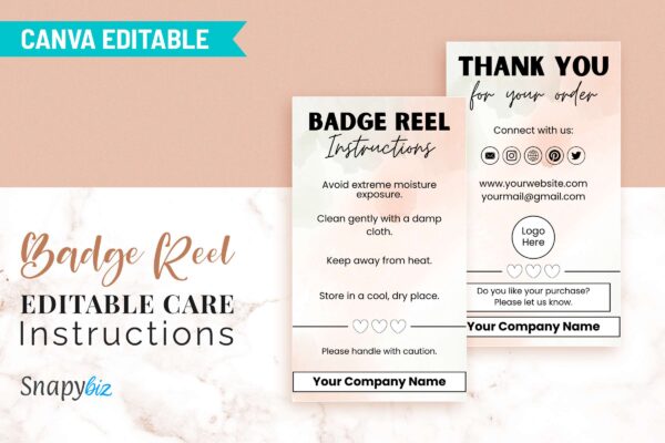 Badge Reel Editable Care Instructions Feature Images 2 Canva editable badge reel care instructions - image 3