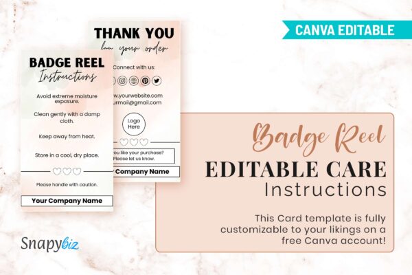Badge Reel Editable Care Instructions Feature Images 5 Canva editable badge reel care instructions - image 6