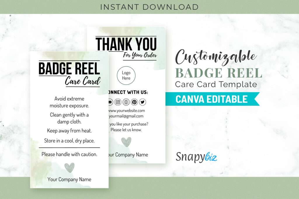 Customizable Badge Reel Care Card Template Customizable Badge Reel Care Card Template