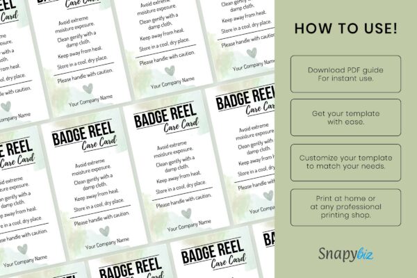 Badge Reel Instructions Care Card Template Cc 57 Feature Images 8 Customizable badge reel care card template - image 9