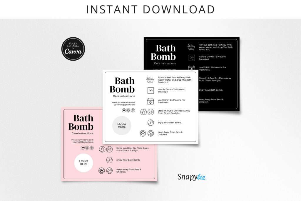 Bath Bomb Care Guide Canva Templates Bath Bomb Care Guide Canva Templates
