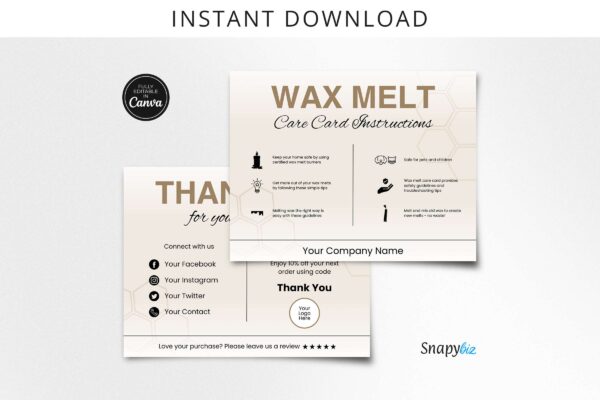 Canva Wax Melt Care Card Editable Template Feature Images 1 Canva wax melt care card editable template - image 2