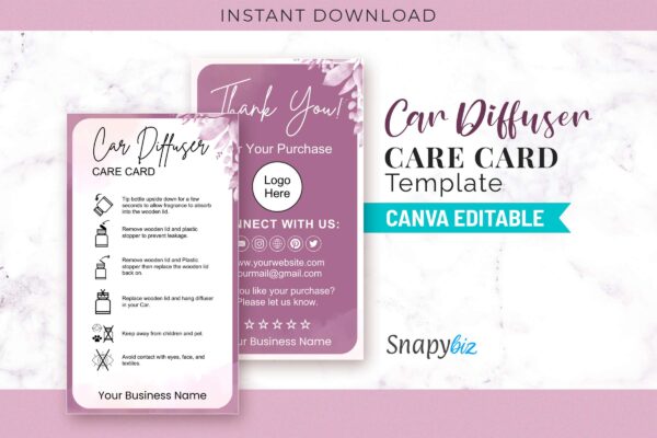 Car Diffuser Care Card Template Cc 66 Feature Images 1 Car diffuser care card editable template - image 2