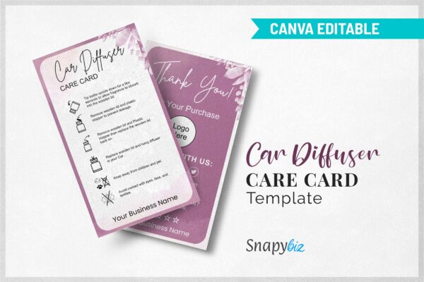 Car Diffuser Care Card Template Cc 66 Feature Images 10 Car diffuser care card editable template - image 11