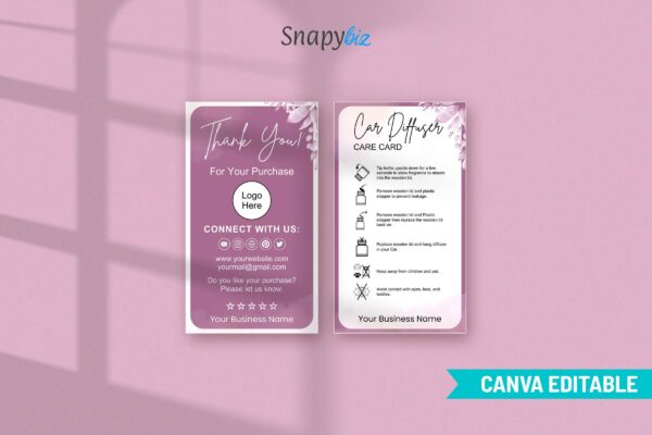 Car Diffuser Care Card Template Cc 66 Feature Images 4 Car diffuser care card editable template - image 5