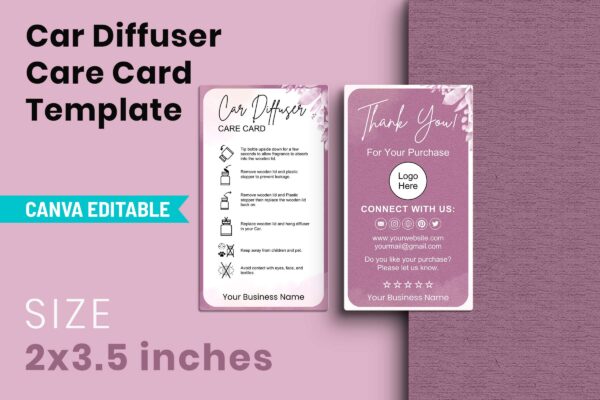 Car Diffuser Care Card Template Cc 66 Feature Images 6 Car diffuser care card editable template - image 7