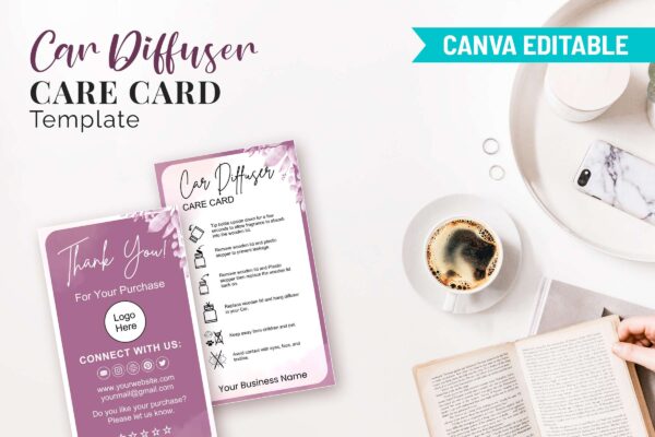 Car Diffuser Care Card Template Cc 66 Feature Images 9 Car diffuser care card editable template - image 10