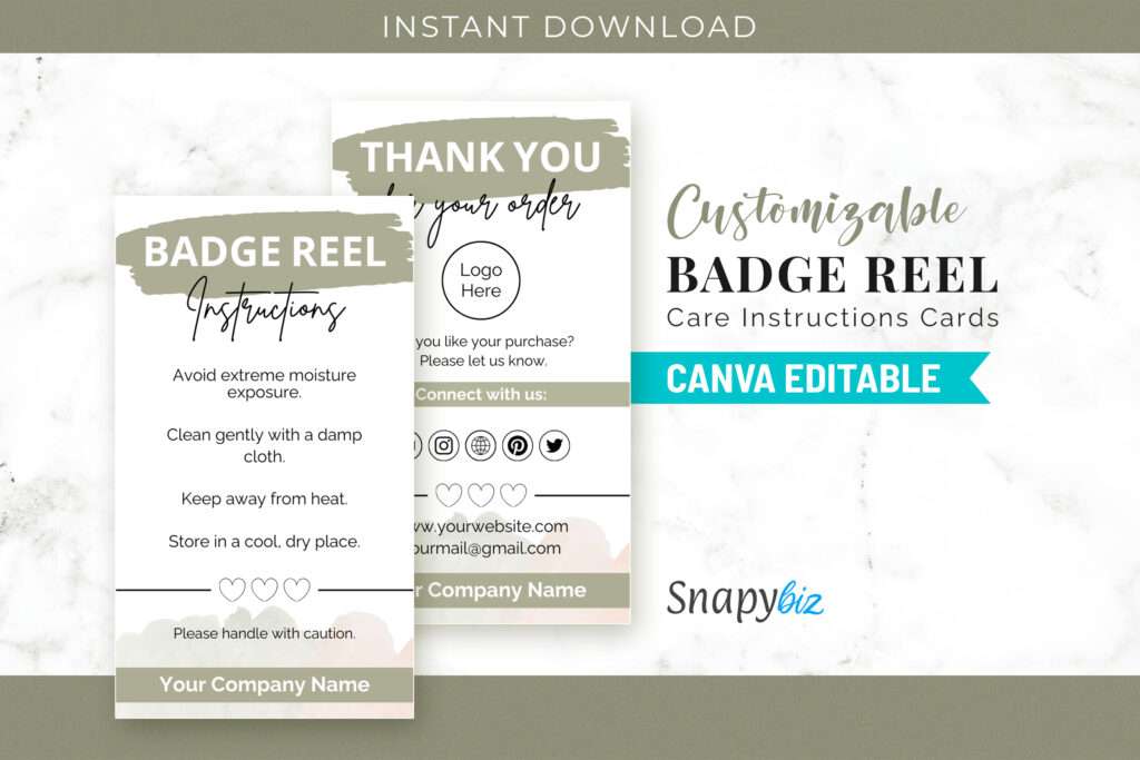 Badge Reel Editable Care Instructions Badge Reel Editable Care Instructions
