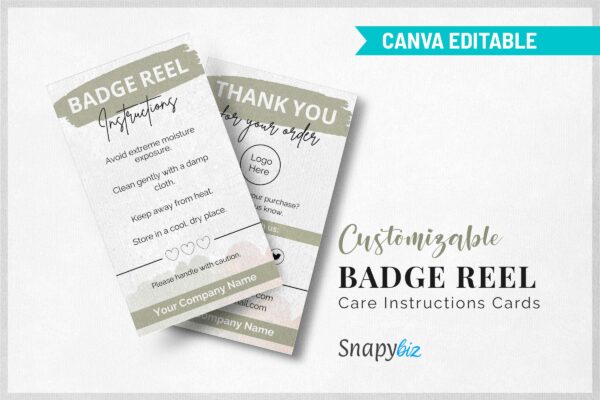Customizable Badge Reel Care Instructions Cards Feature Images 10 Badge reel editable care instructions - image 11