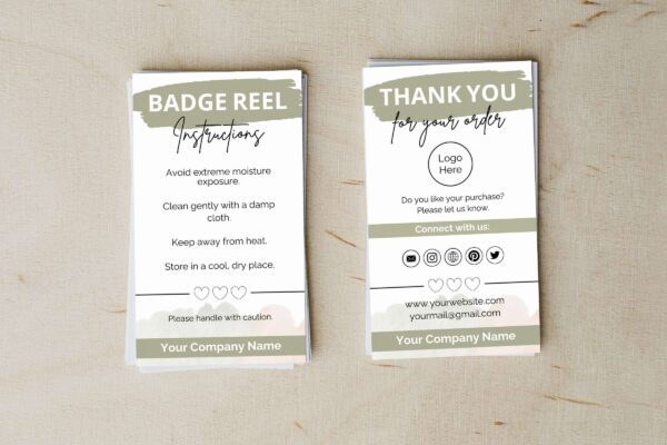Customizable Badge Reel Care Instructions Cards Feature Images 3 Badge reel editable care instructions - image 4
