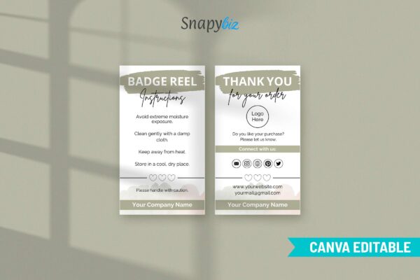 Customizable Badge Reel Care Instructions Cards Feature Images 4 Badge reel editable care instructions - image 5